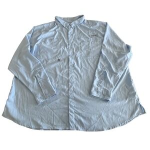 Columbia Shirt Men Sz 4X Solid Light Blue Fishing Button Down Vented Long Sleeve